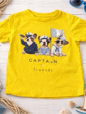 Mayoral Nautical Puppy Shirt 18M Captain & Friends Yellow Tee Baby